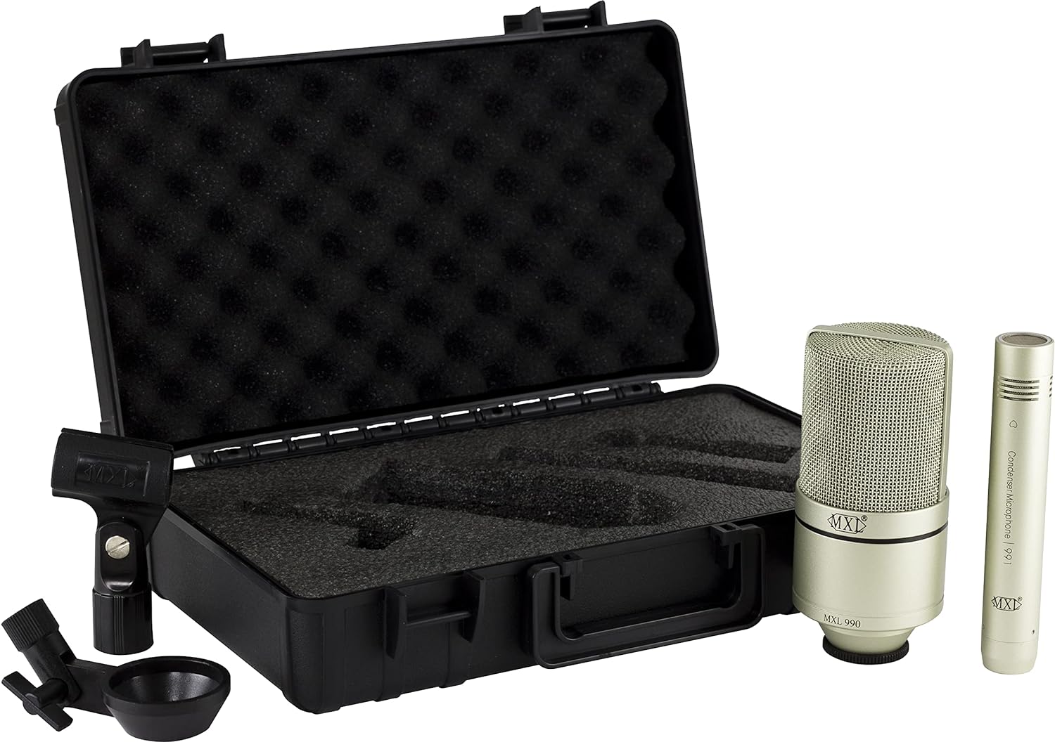MXL 990/991 Large and Small Diaphragm Condenser Microphone Bundle Project/Home Studio Recording | XLR | Cardiod (Champagne)