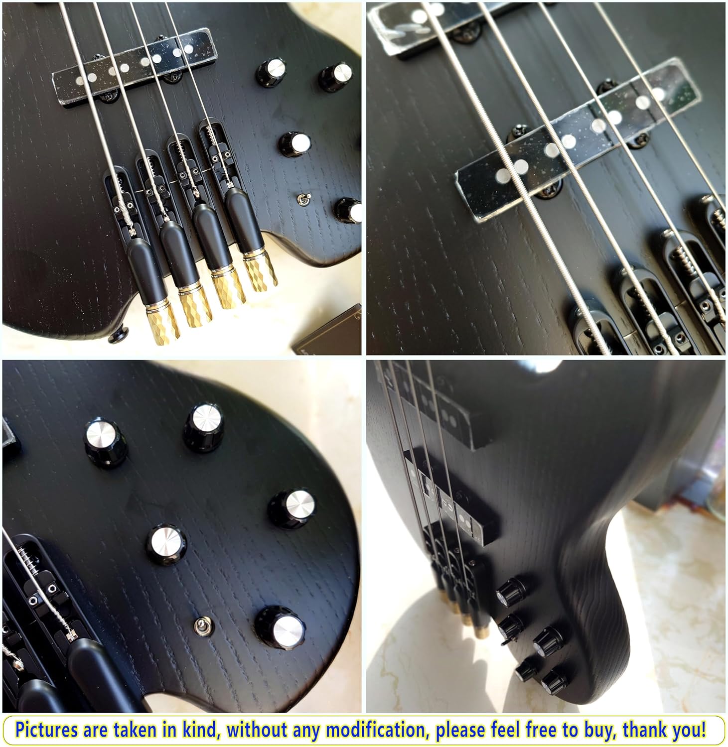 ASH Body 4-String Headless Bass Guitar with Roasted Maple Neck - Active Pickup, Rounded Frets - Ideal for Rock, Blues, Metal, Jazz - Includes Guitar Bag