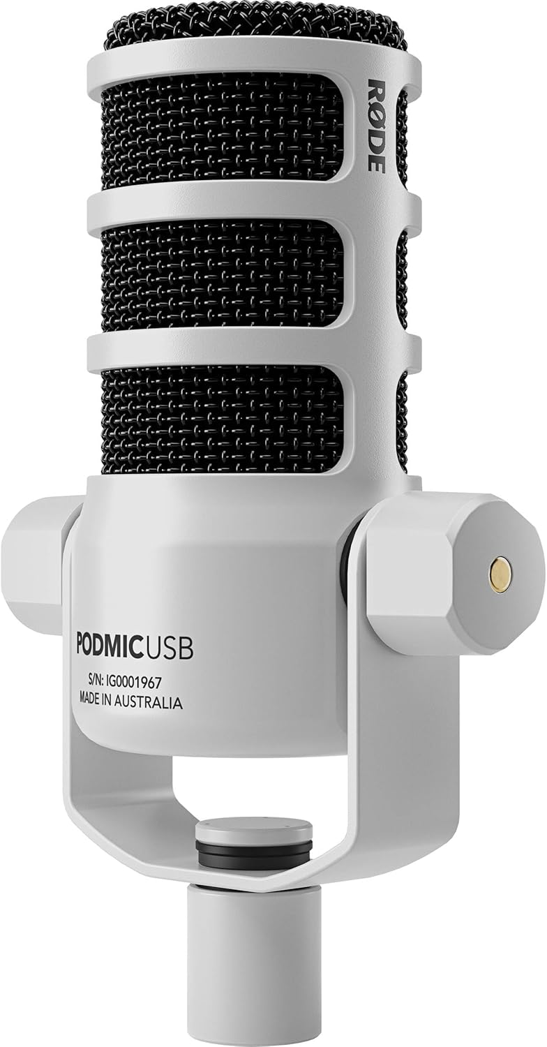 Rode PodMic USB Dynamic Broadcast Microphone (White) with Rode WS14 Pop Filter for PodMic (Black)