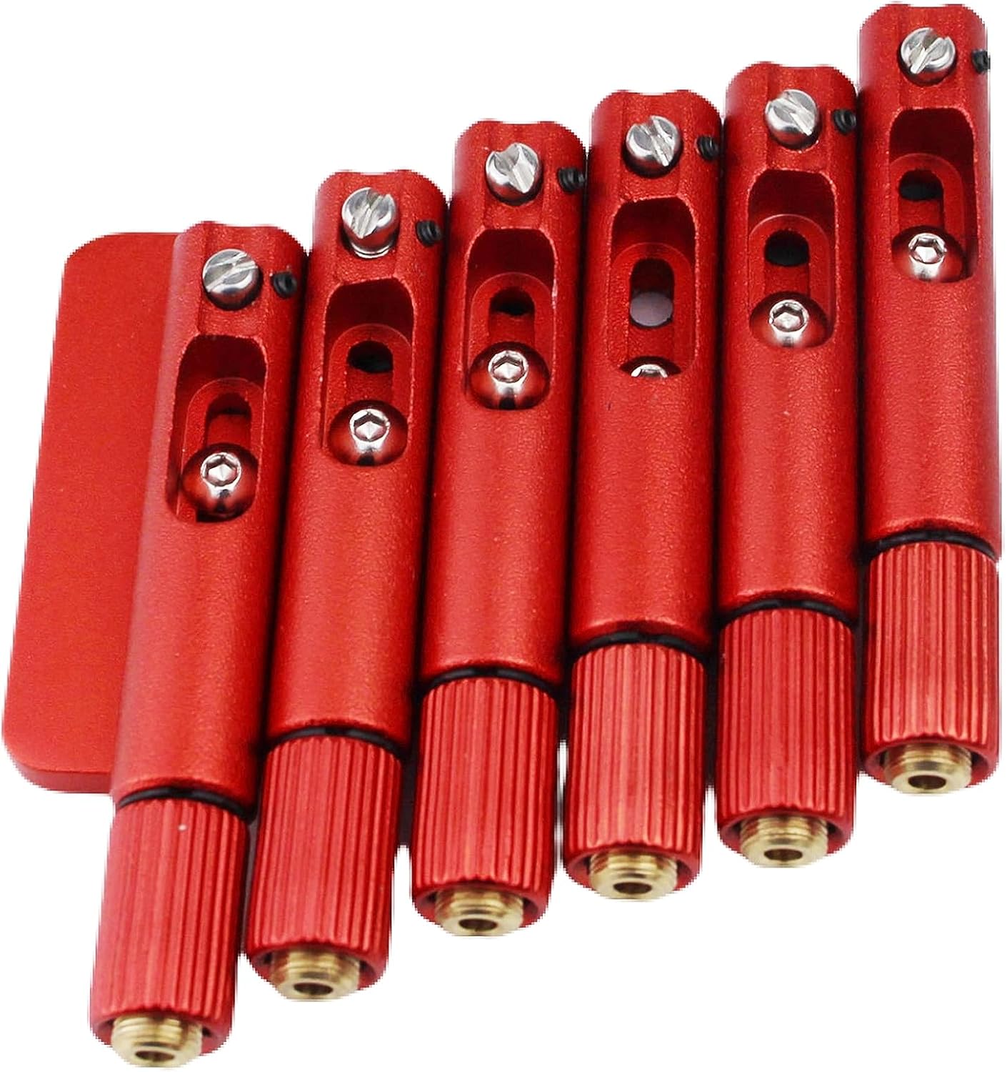 Guyker Single Fixed Brass Fan Guitar Bridge – 6 String Headless Fixed Fanned Bridges for Electric Guitar, Red