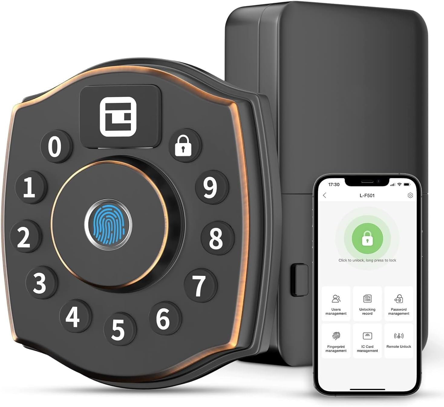 GeekTale Fingerprint Door Lock Smart Deadbolt, Smart Lock with Keypad, Keyless Enrtry Door Lock with App for Front Door, IP65 Waterproof, Auto Lock, Black
