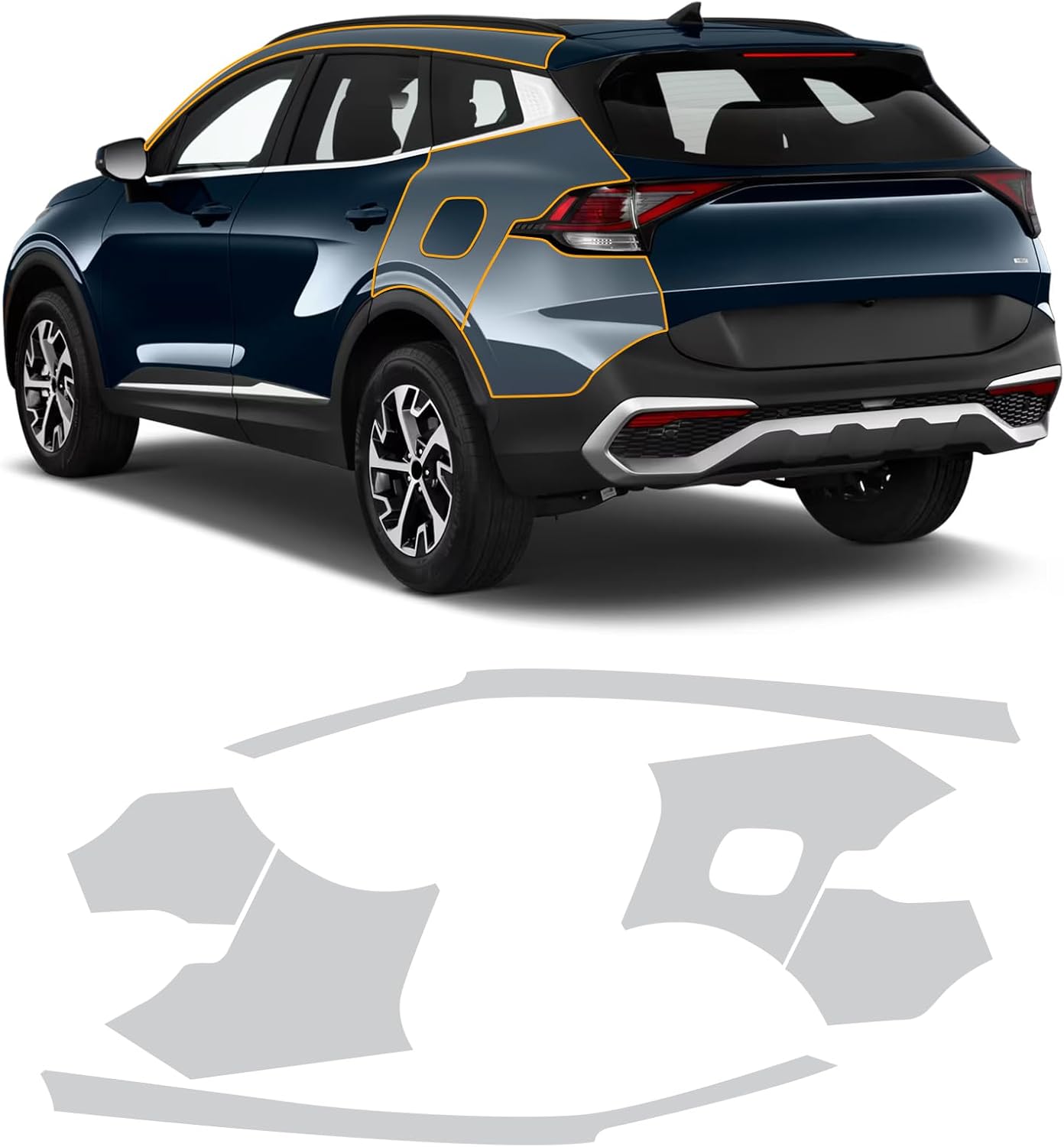 FDIAUN for Kia Sportage 2023 2024 PPF Precut Car Paint Protective Film Self Healing TPU HD Film Scratch Protector Exterior Accessories (Roof Beam + Rear Side 6Pcs)