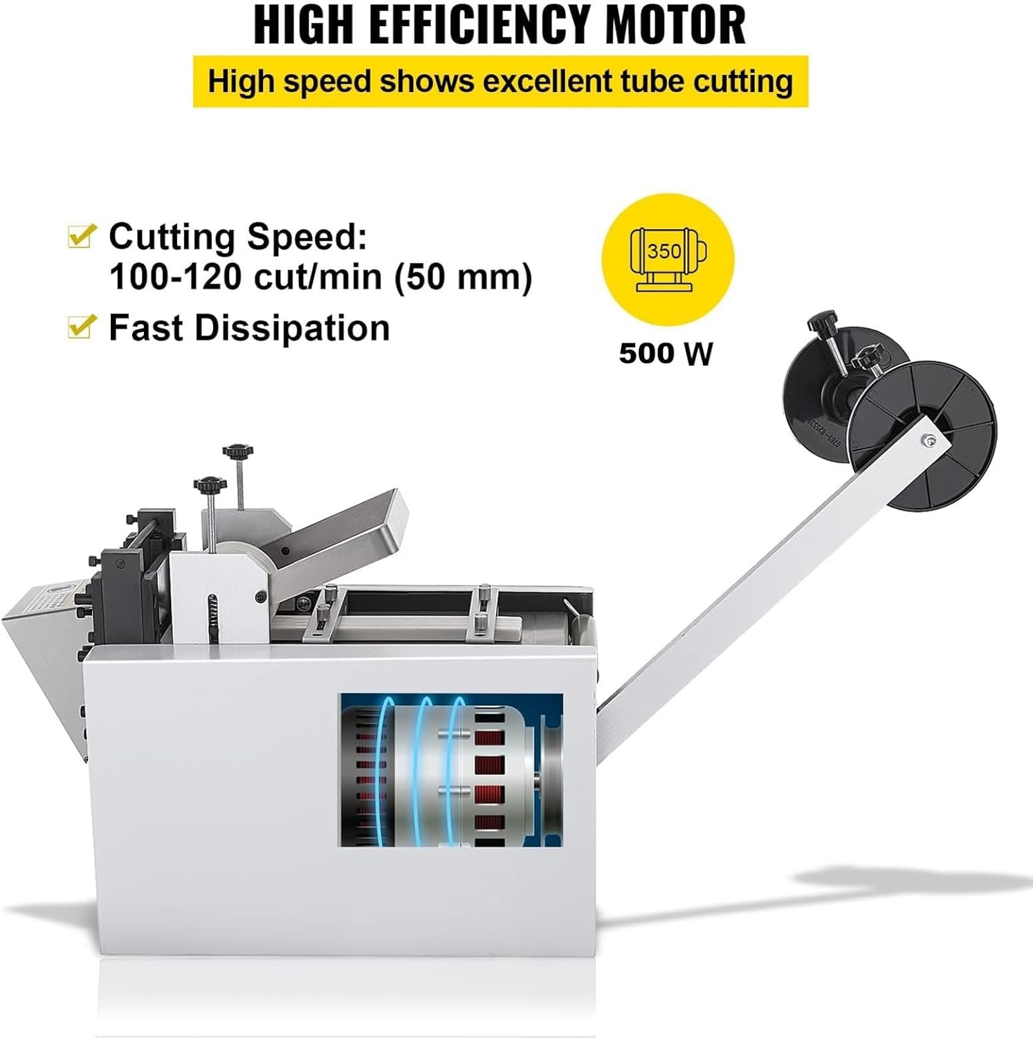 Automatic Heat-Shrink Tube Cutting Machine,650W HY100C Tube Cable Pipe Cutter Precise Efficient Tube Cable Pipe Cutter Cutting Machine,for Sleeve, Rubber/Plastic Tube