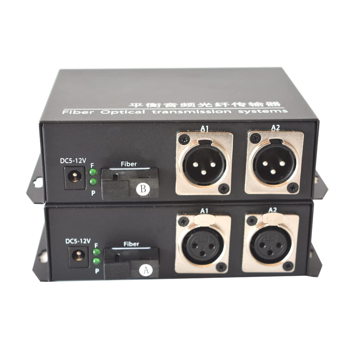 2 x XLR 3PIN Balanced Audio Over Fiber Optic Extenders | Optical SC, Single Mode 20Km(12.4mi) and Multimode 500m (0.31Mi) | Broadcast Quality | 1 TX and 1 RX Kit