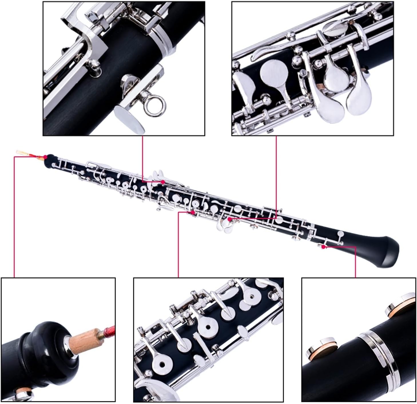 KESHUO Nickel-Plated C Key Oboe Semi-Automatic Style Woodwind Instrument Oboe