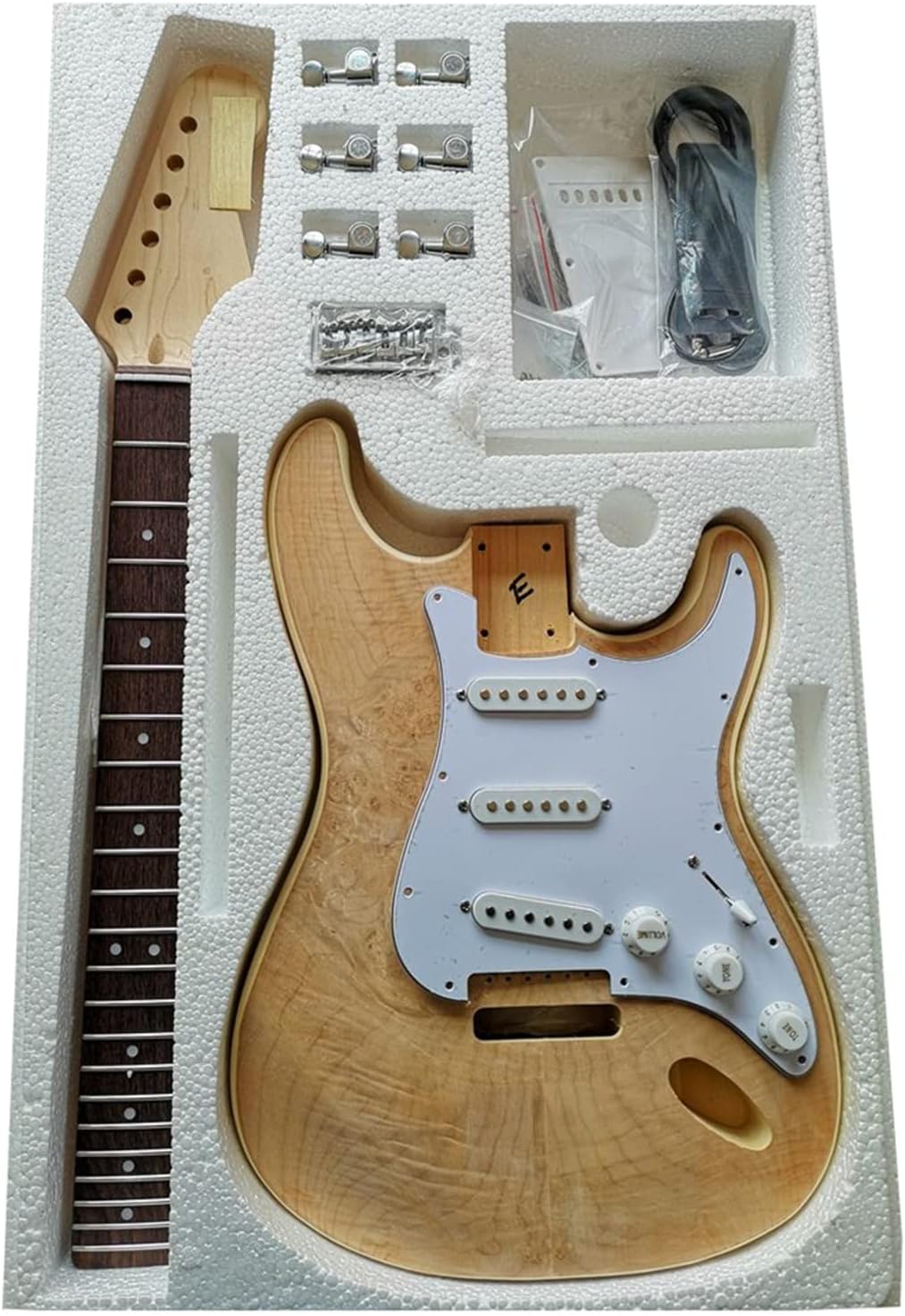 DIY Electric Guitar Kit Electric Guitar Making Material Accessorie Maple Veneer Hard Maple Neck DIY Guitar Kit (Color : 02)