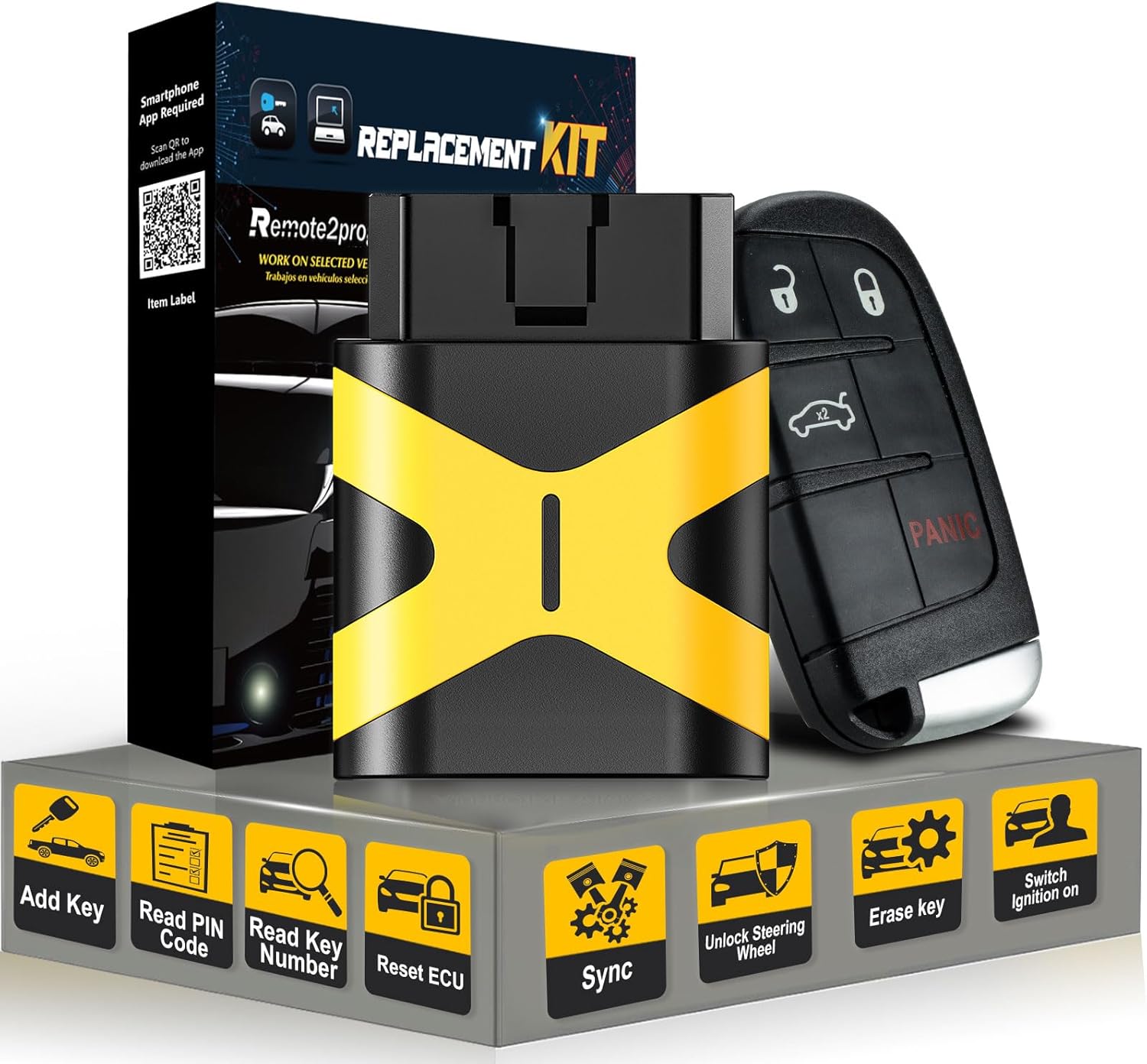 Dodge Self Programmable Car Key Smart Keyless Entry Remote Replacement for Dodge Dart/Challenger/Chry-sler 300 with FCC: M3N-40821302 (4 Button)