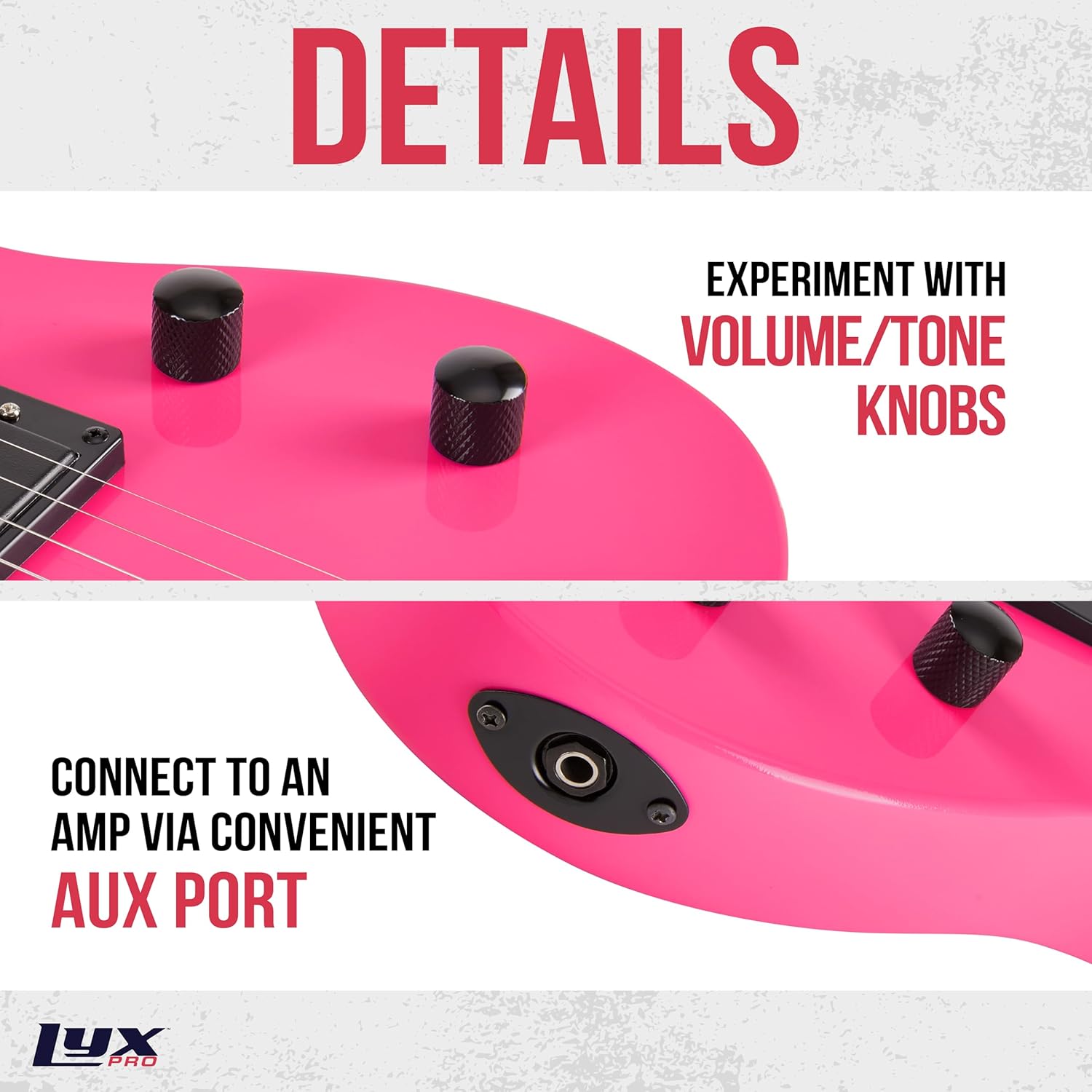 LyxPro CS 30” Electric Guitar Kit for Beginner, Intermediate & Pro Players with Guitar, Amp Cable, 6 Picks & Learner’s Guide | Solid Wood Body, Volume/Tone Controls, 5-Way Pickup - Pink