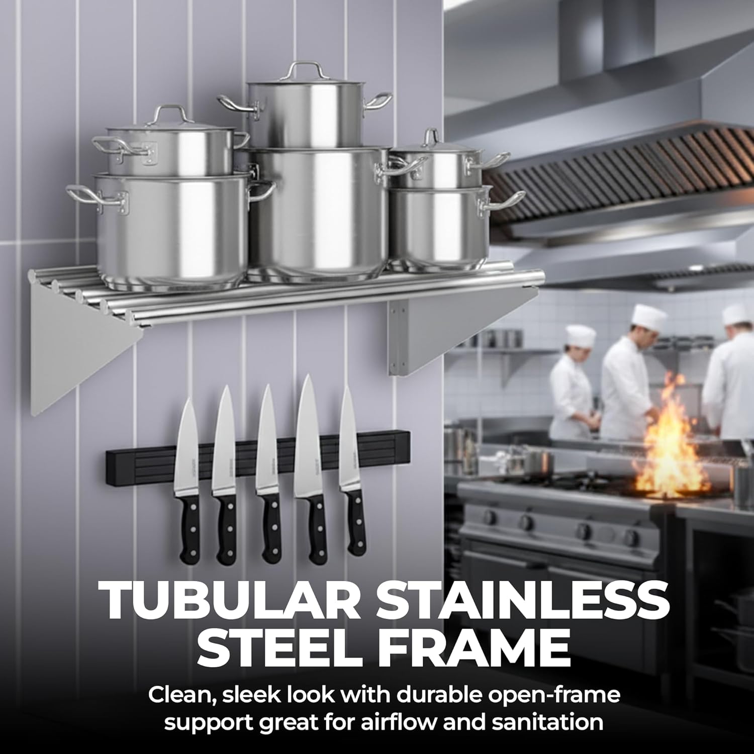 Premium Stainless Steel Tubular Wall Shelf – 72