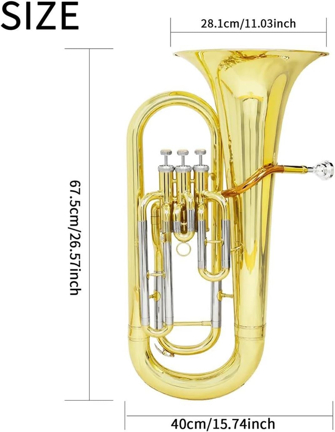 Bb Tuba Euphonium 3 Key Vertical Woodwind Instrument With Accessories Euphonium All-brass Instrument