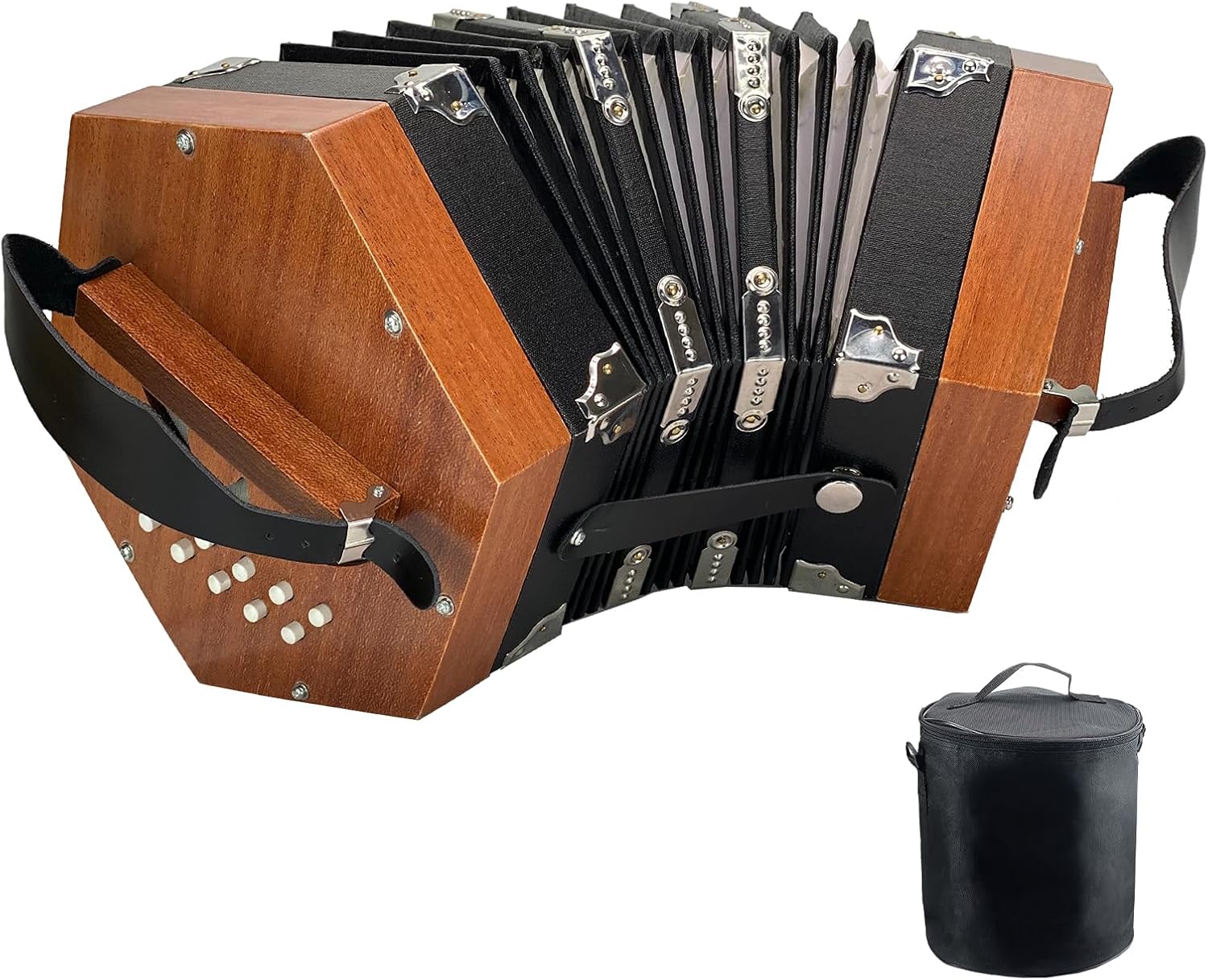Concertinas,20-key accordion for adults, professional accordion for beginners, adjustable hand straps, instrument accessories (WOOD)