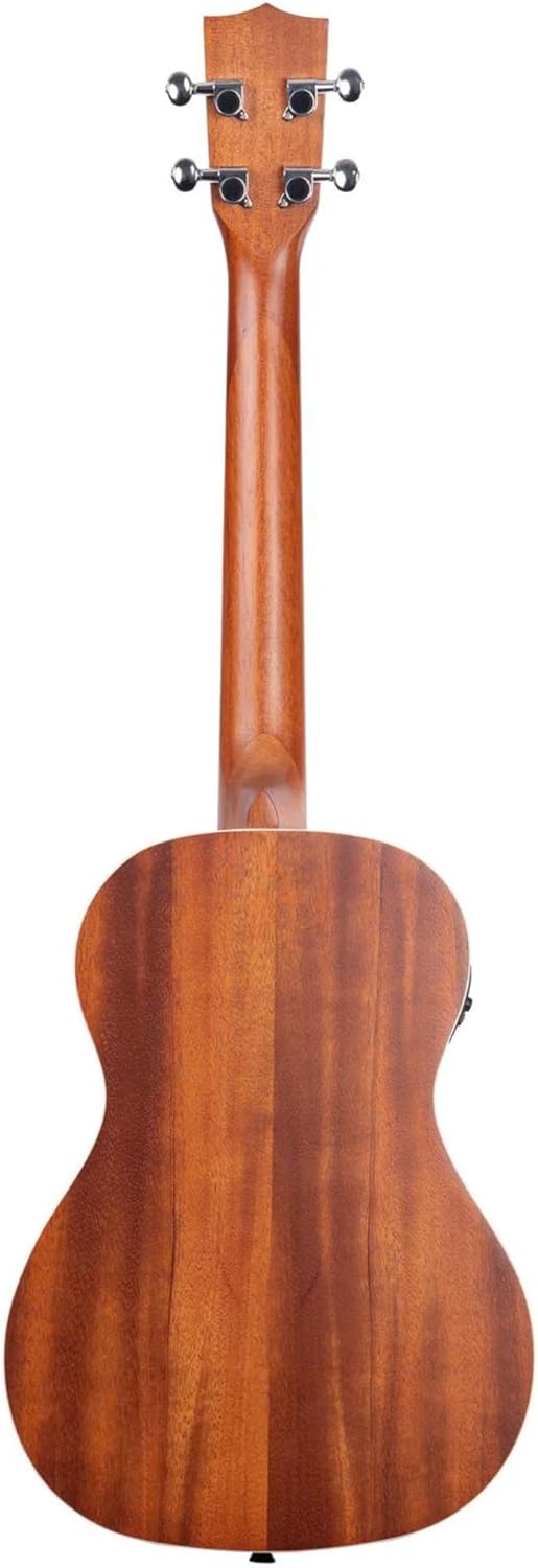 Kala KA-BE Mahogany Baritone Ukulele with EQ Bundle with KALA Klipz Blue Clip-On Tuner & Polishing Cloth – Electric-Acoustic Ukulele with Built-In EQ, Warm Tone & Chrome Die-Cast Tuners