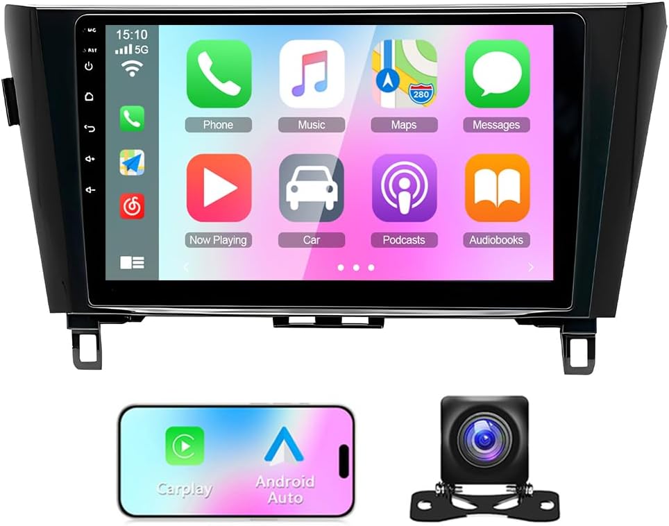 Android 13 Car Stereo for 2014-2017 Nissan Rogue X-Trail Qashqai, Rogue Radio with 10 Touchscreen Head Unit,with Wireless Carplay/Android Auto,GPS Navi,Bluetooth,HD Rear Camera +MIC,SWC/FM,2G+32G