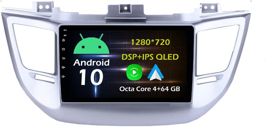 9'' Android Car Stereo Radio for Hyundai TUCSON 2014-2018 Octa Core Android 10.0 Touchscreen Headunit supports GPS Navigation Carplay Android Auto Bluetooth SWC DSP USB AHD Backup Camera-4+64