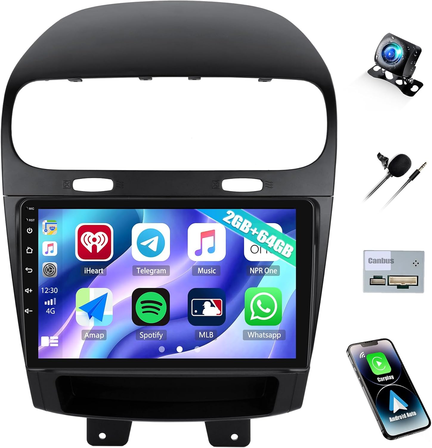 2G+64G Car Stereo for Dodge Journey 2012-2020 with Wireless CarPlay Andriod Auto Bluetooth GPS Navigation, Android 13 Head Unit 9