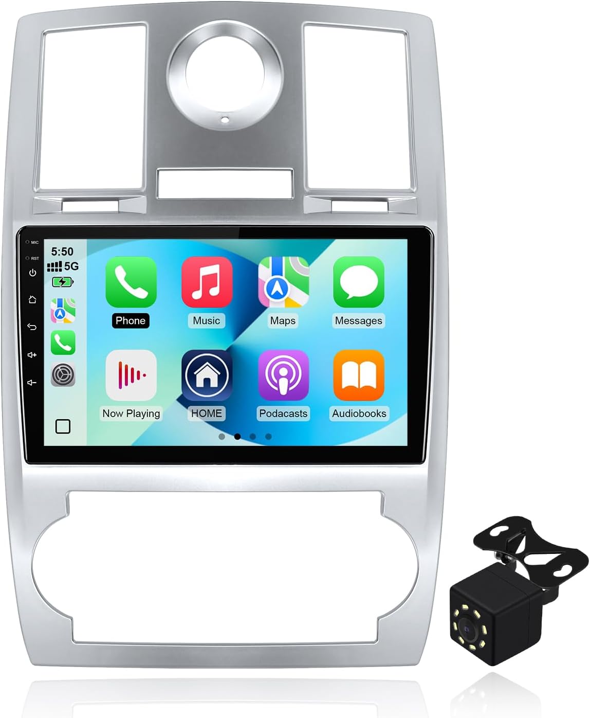 2+64G Android 14 9 Inch Touchscreen Radio Double Din Car Stereo for Jeep Chrysler 300C 2004-2011 Built-in Wireless Carplay/Android Auto/Bluetooth/FM/GPS/AUX-in/SWC/Backup Camera