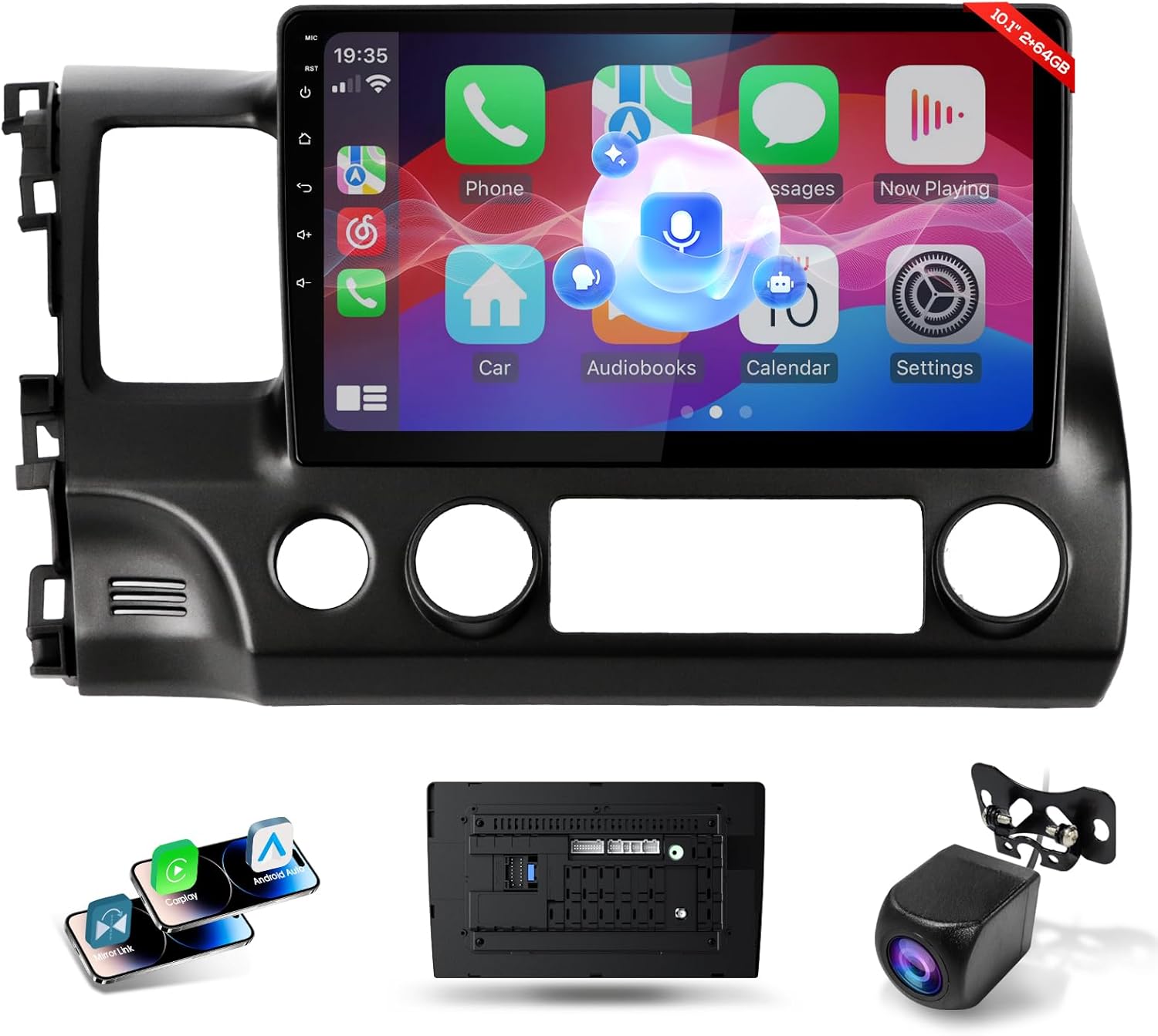 Android 13 Car Stereo for Honda Civic 2006-2011, 10.1” HD IPS Touch Screen Head Unit, Wireless CarPlay & Android Auto, 2G+64G, GPS, Bluetooth, WiFi, FM/AM/RDS, DSP, Backup Camera
