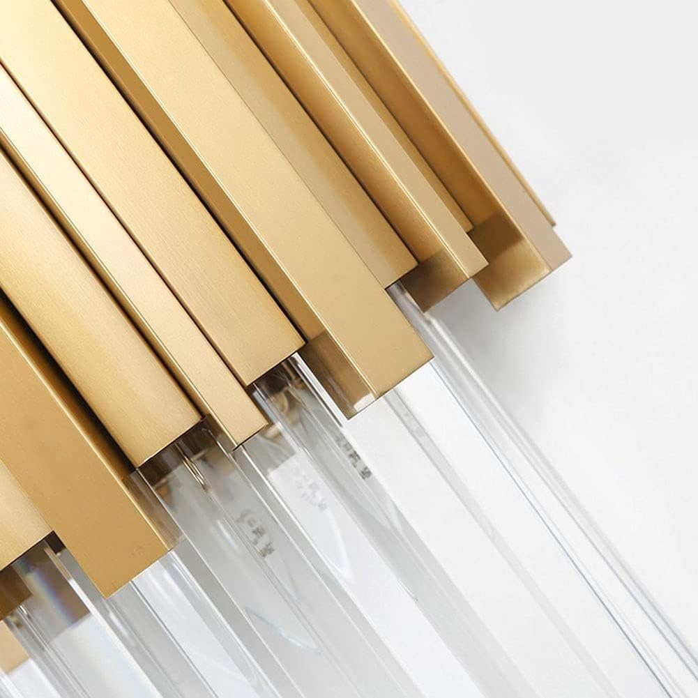 Mid Century Gold Modern Wall Mount Light Crystal Stainless Steel Lampshade E14 Glass Metal Sconce V-intage Bedside Lighting Decor,for Kitchen Island