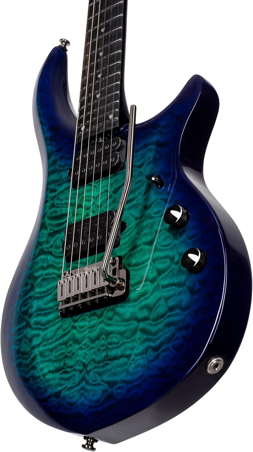 Sterling by Music Man 6 String Solid-Body Electric Guitar, Right, Cerulean Paradise (MAJ200XQM-CPD)