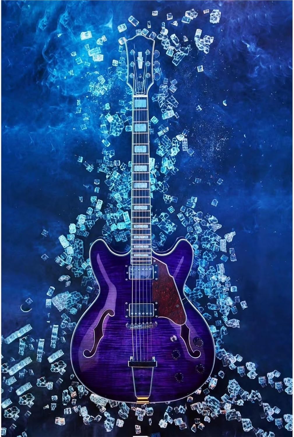 Beginner Electric Guitar Kits Semi Hollow Handmade F Hole Purple Cherry Red Jazz Electric Guitar(Purple)