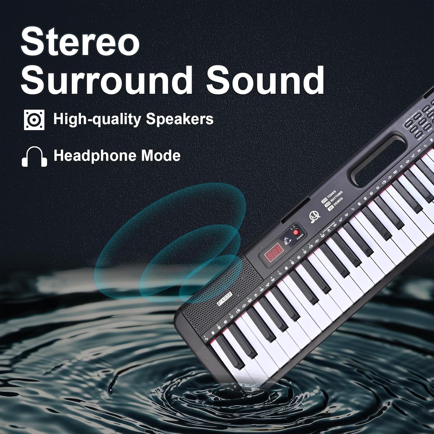 61 keys piano keyboard, Electronic Digital Piano Music Keyboard with Microphone, Sheet Music Stand and Power Supply, Portable Keyboard Piano Gift for Beginners