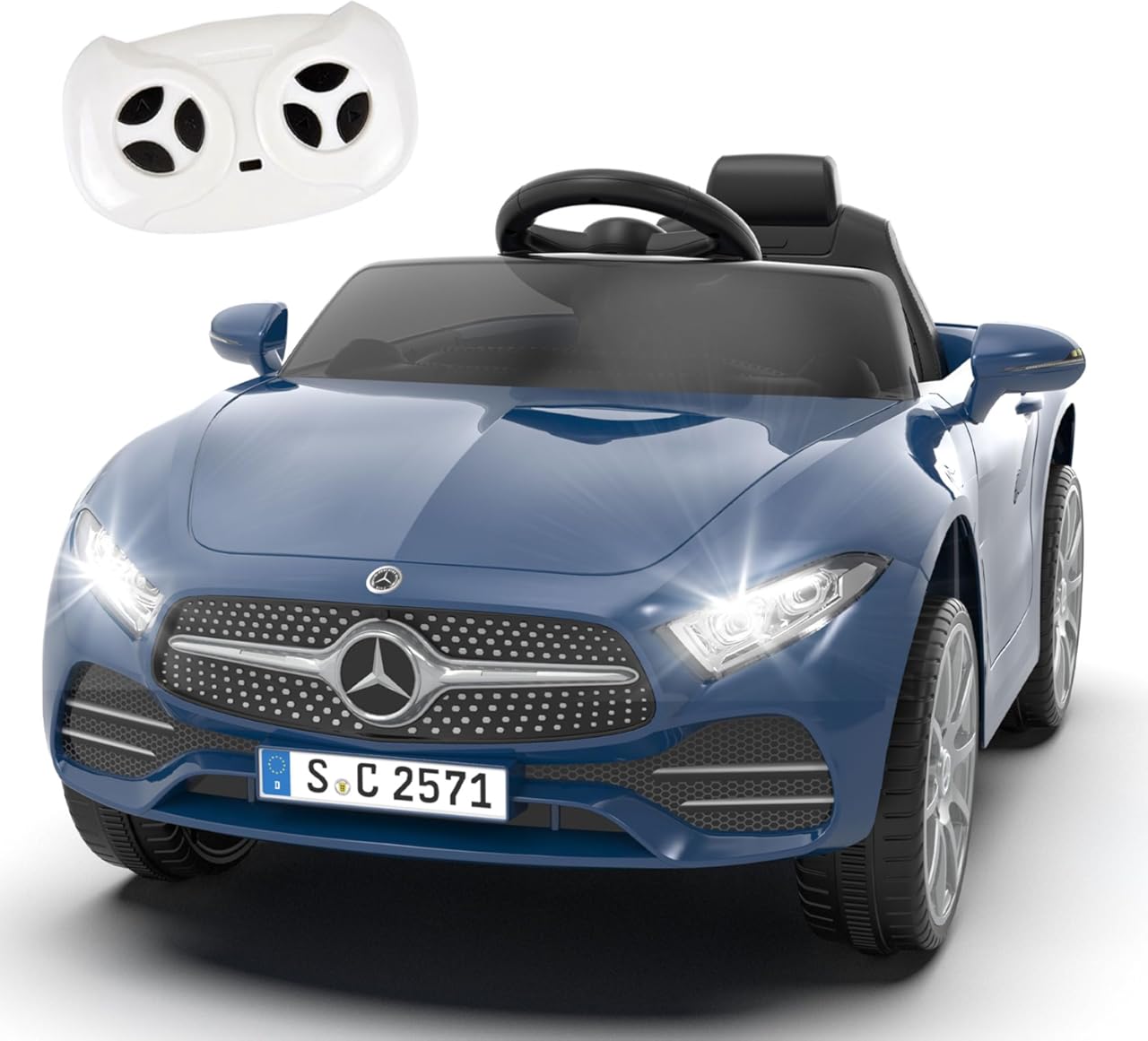 Licensed Mercedes-Benz CLS 350 12V Ride On Car Truck for Kids, Ride on Toys for Toddlers w/Parent Control, Spring Suspension, Power Wheels for Girls w/Bluetooth, Music, LED Lights (Blue)