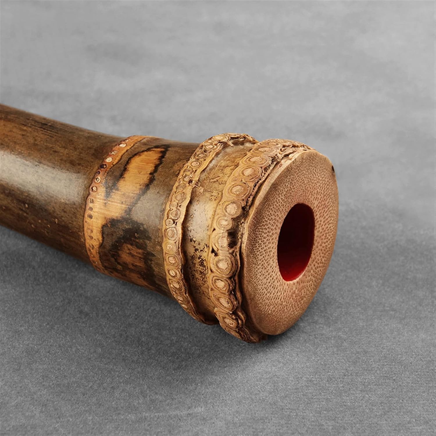 TSTS Chinese Bamboo Flute E Key 5 Holes Wooden Musical Instruments 1.6 Feet Bamboo Vertical Flute with Root Woodwind Instrument