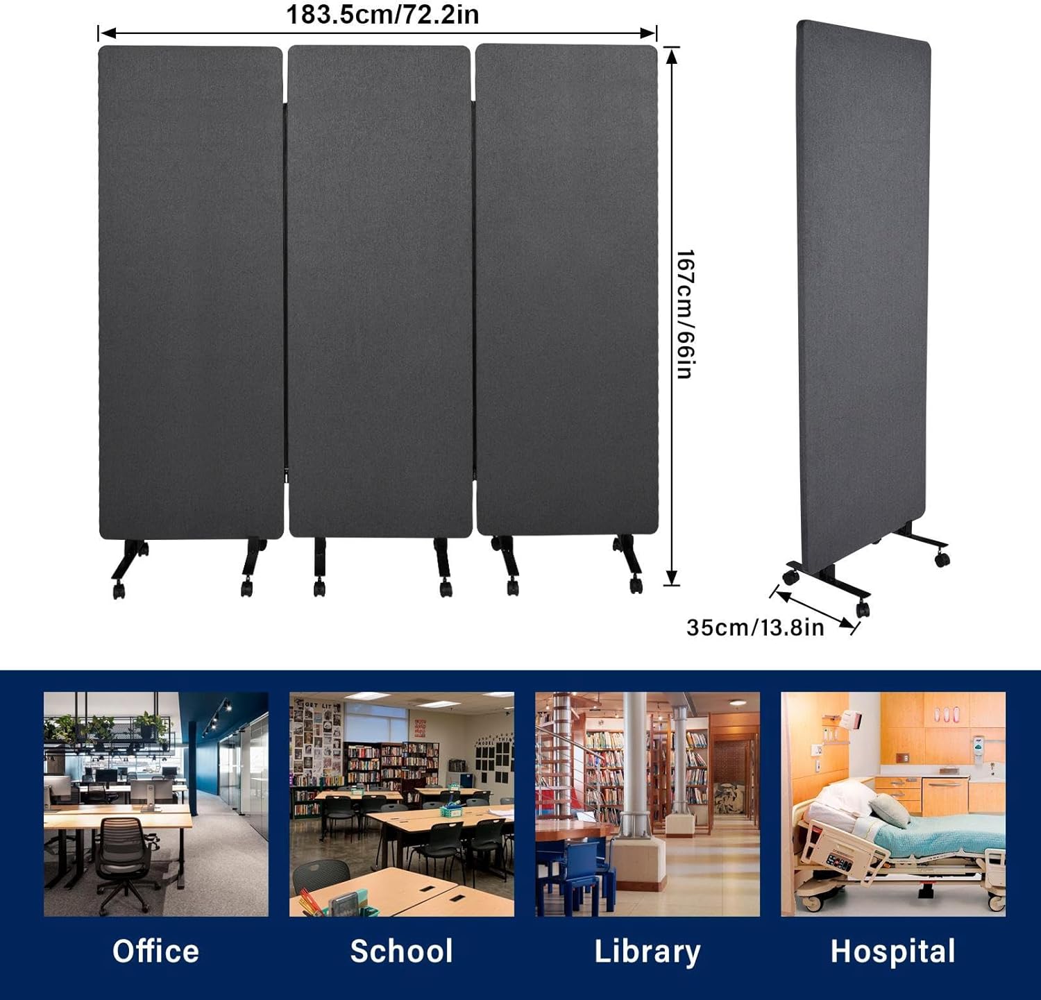 3 Panel Acoustic Offices Partition, 72