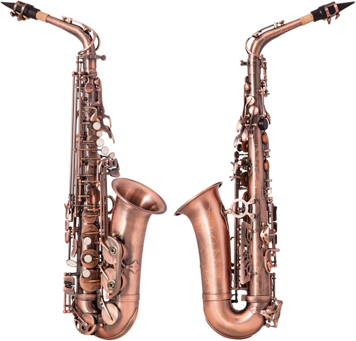 EB Alto Saxophone E-Flat Sax Carved Pattern Woodwind Instrument with Carry Case