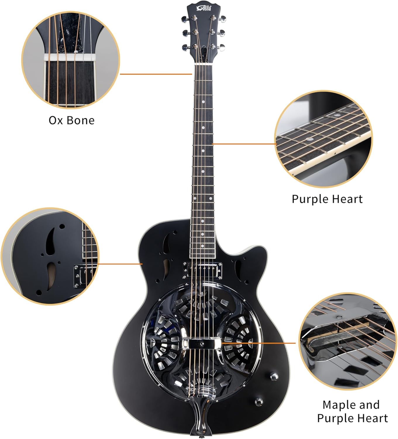 Resonator Electric Guitar Sapele Body Material Okoume Neck Material Type Purple Heart Fingerboard