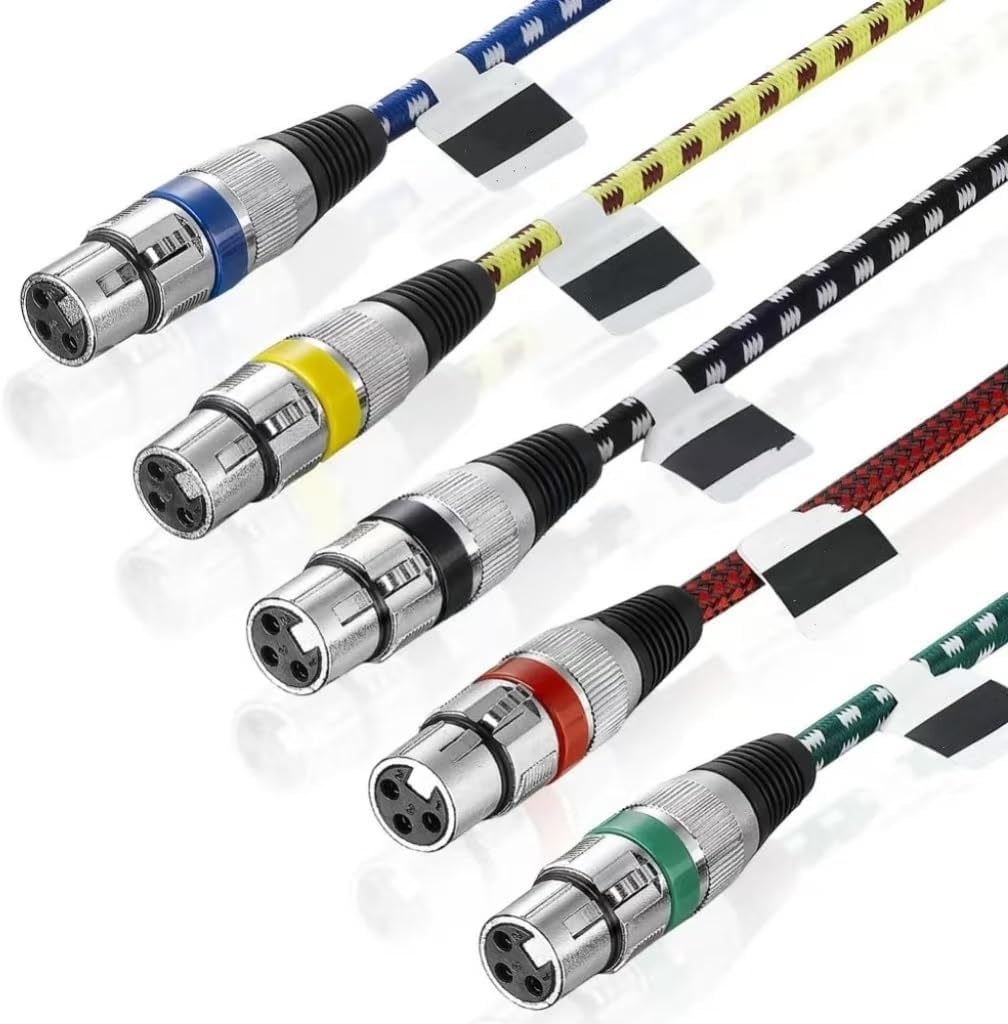 Colorful Braided XLR Cable Male to Female 3 Pin Jack OFC Copper Foil + Braided Shield for Microphone Mixer 5-Pack(5m)