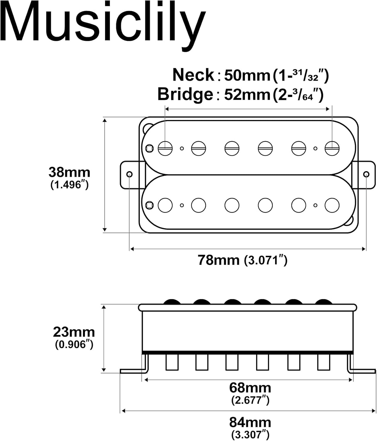 The Revival Pickups RPH2 Hotwired Alnico 5 Uncovered Humbucker Neck Bridge Pickups Set for Electric Guitar, Black
