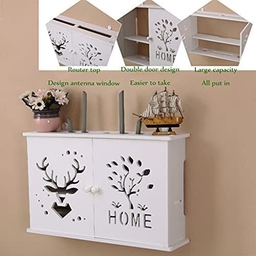 Router Storage Box,Wall Mount WiFi Router Stand Floating Wall Mounted Shelf 2 Tiers Set-top Box Supports Home and Office WiFi Router Adjustable Cable Box Stands (Color : White, Size : 48 * 1