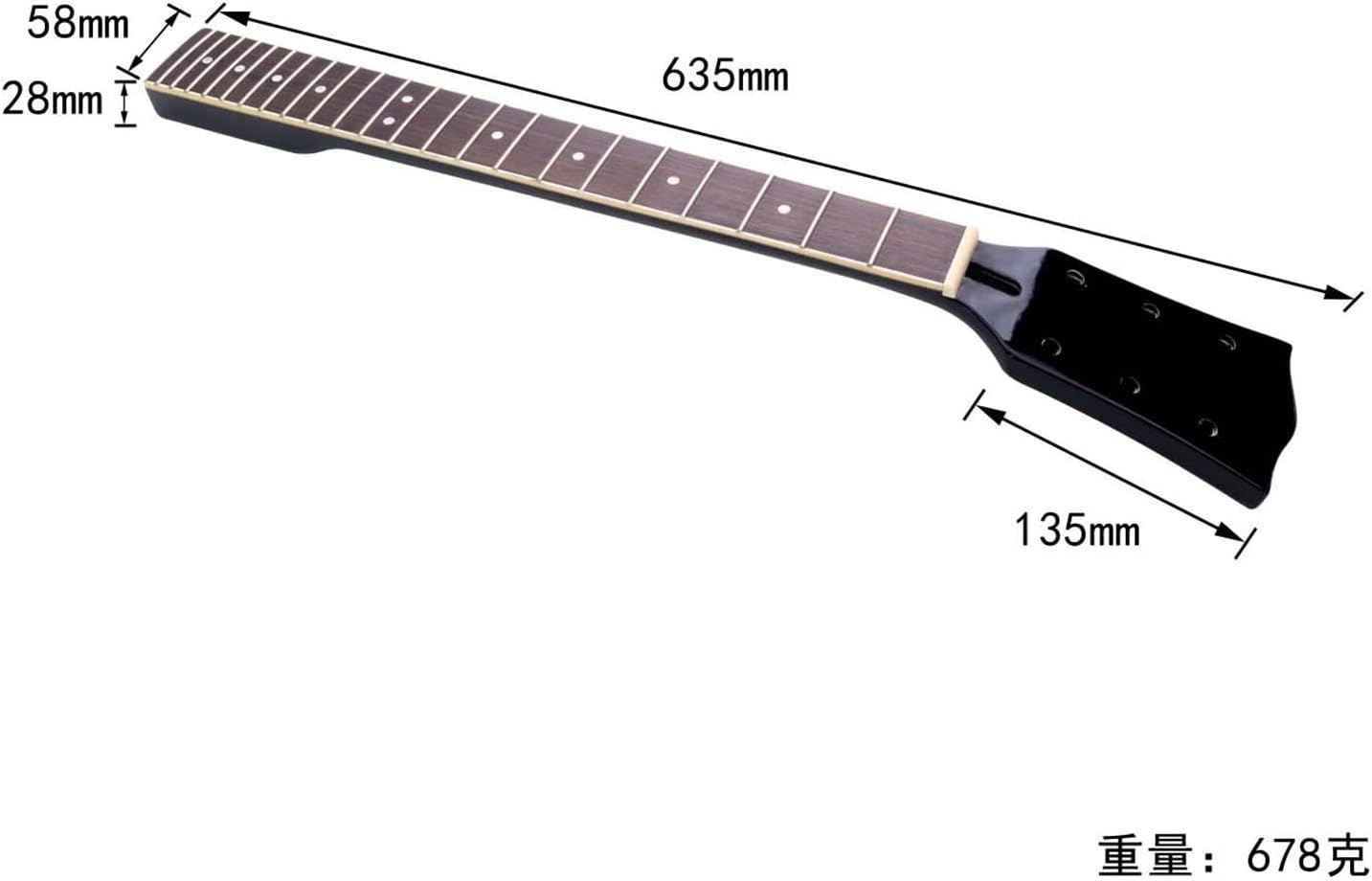 for LP Guitar Neck Electric Guitar Neck Butt Black Rosewood Headstock Unfinished Guitar Neck