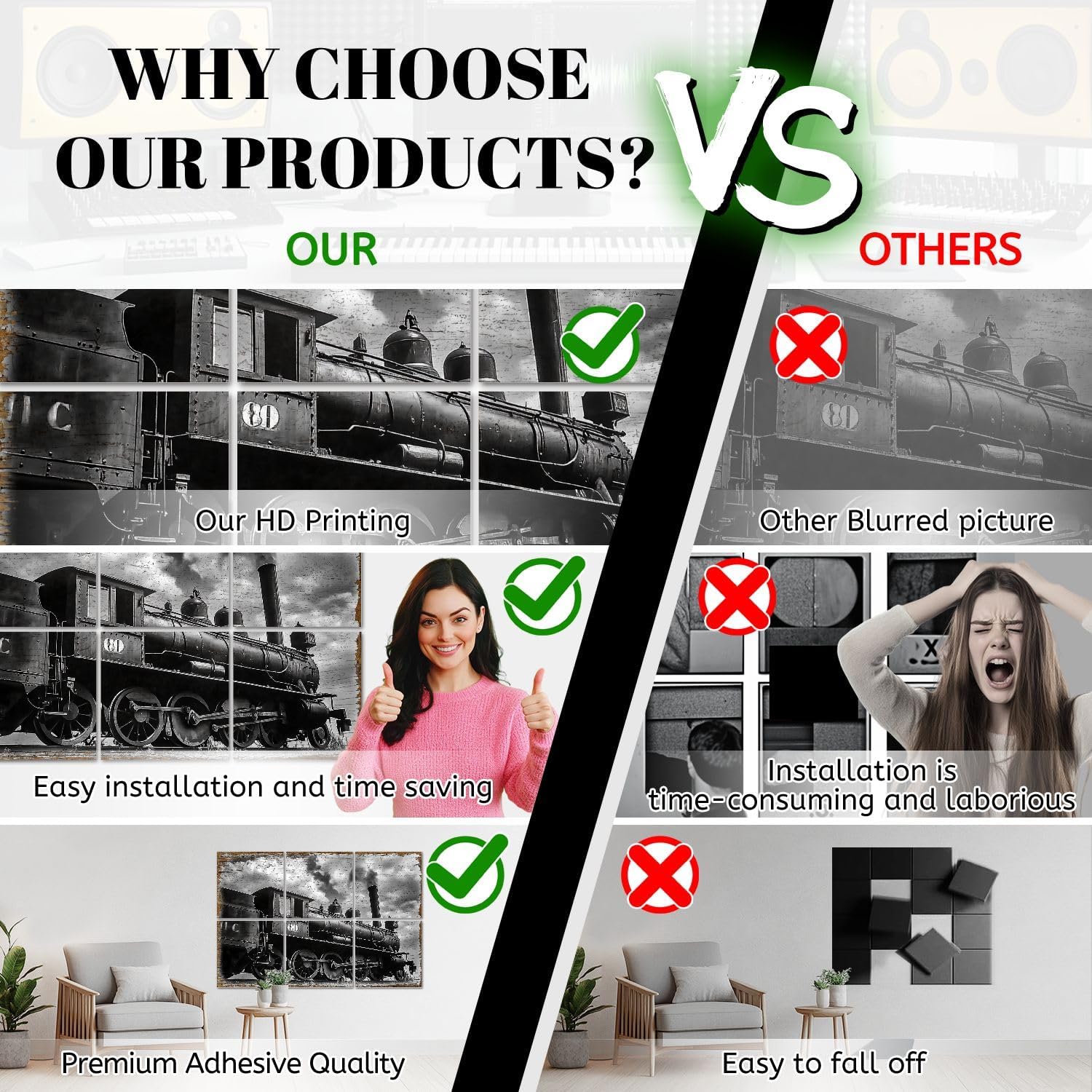 6 Pack Art Acoustic Panels WK S Railroad Engine 250 Sound Absorbing Panel 48