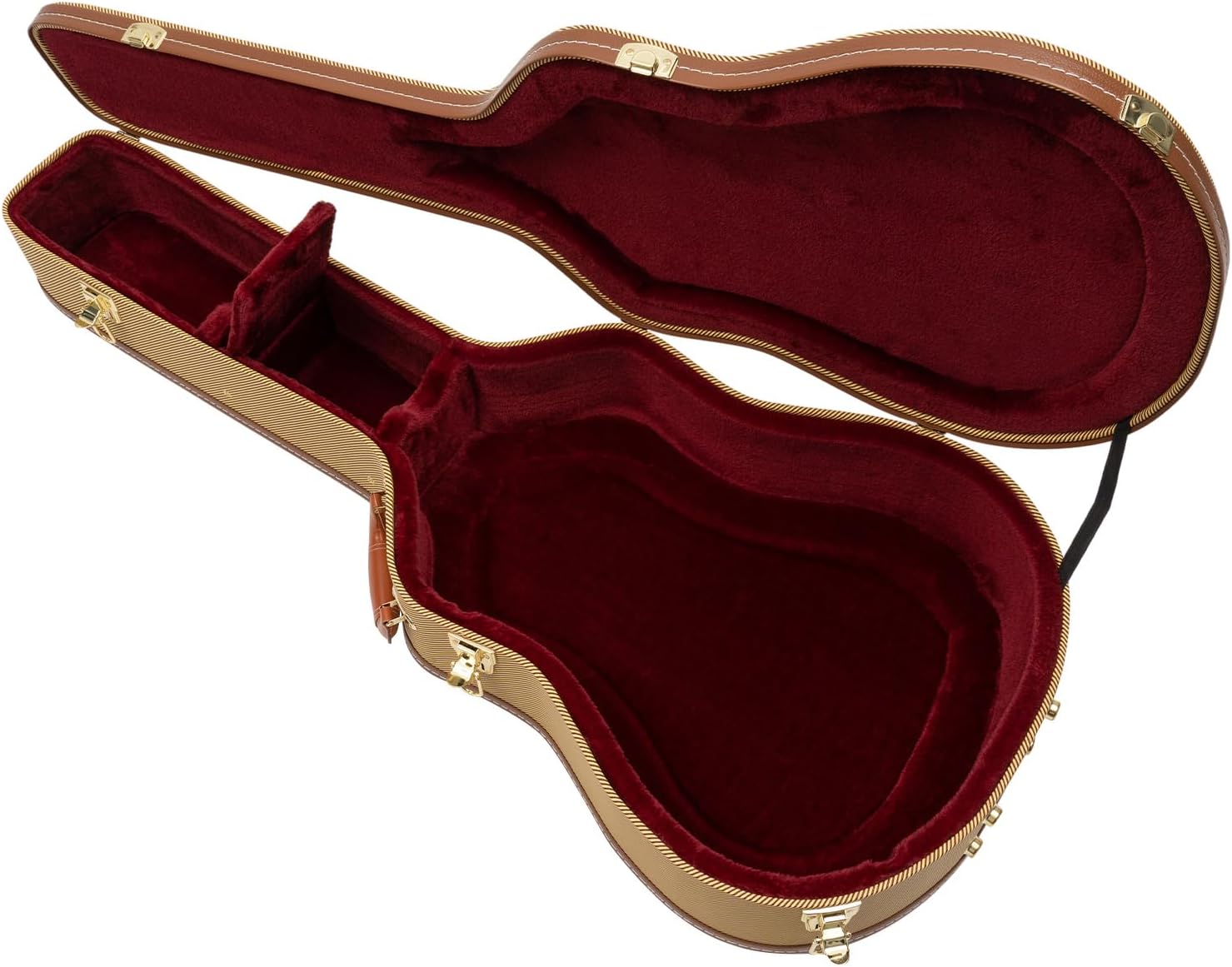 Wooden Guitar Case,Electric Guitar Hard Case,Iron Latches, Sponge Lining, Metal Feet, 41'' Guitar Storage Space Electric Guitar Wooden Hard Shell Lockable (Yellow+Brown)