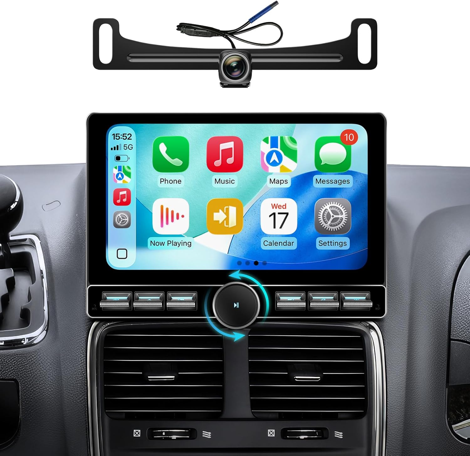 10 Inch 4+64G Radio for Dodge Caravan 2011-2020 | Wireless CarPlay Android Auto QLED Touch Screen Car Stereo | Single Knob Keybutton| AM/FM Tuner |Steering Wheel Control