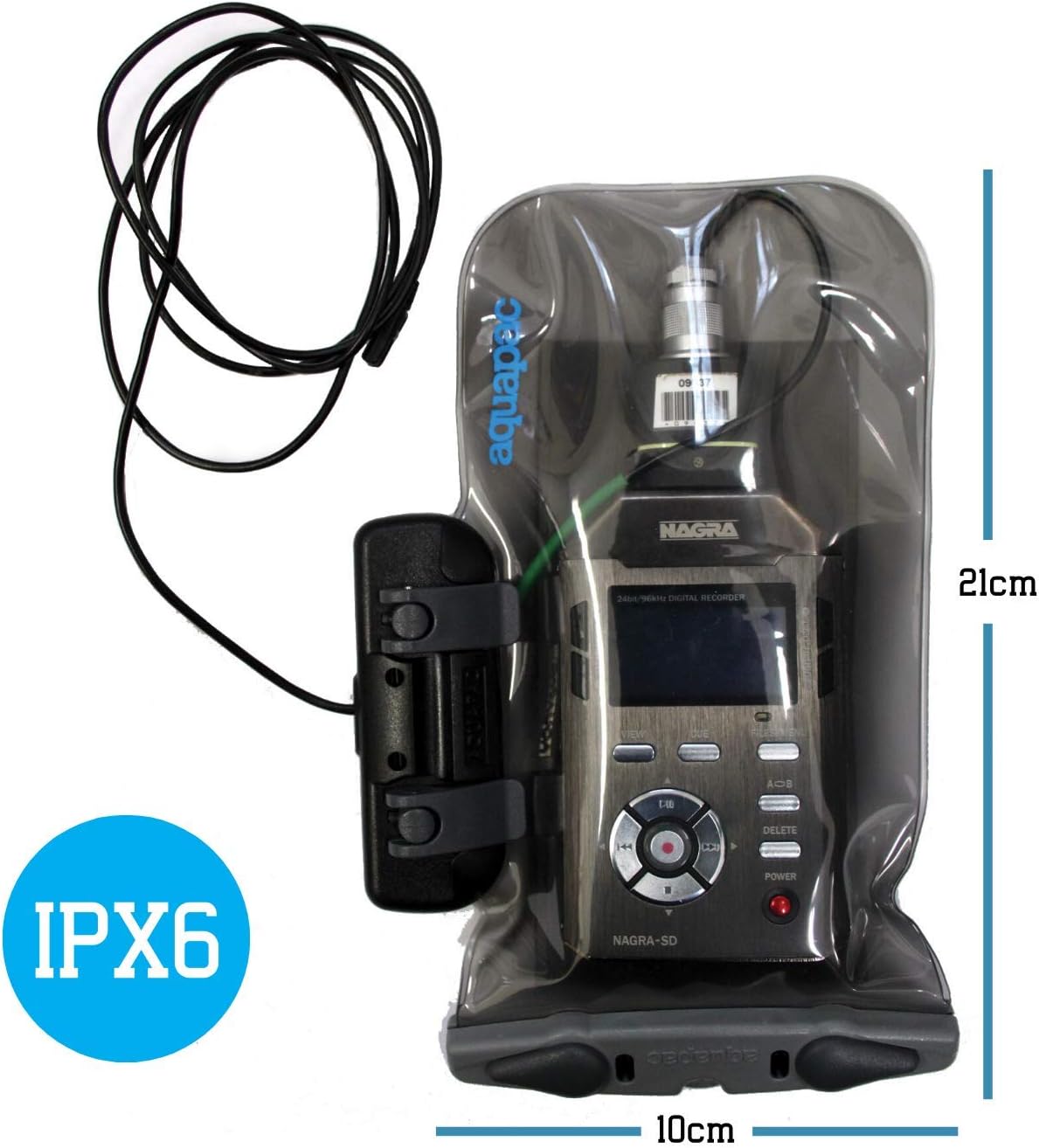 Aquapac Waterproof Case For Radio Microphone Medium, 5 Year Warranty, Made in the UK, Professional Sound Engineer, For Wired Electronic Devices