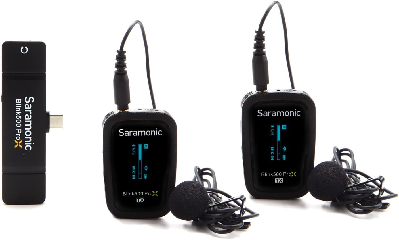 Saramonic Blink 500 Pro X B6 2-Person Wireless Mic System w/Lavaliers & USB-C Receiver for iPhone 15, Android, iPad, Mobile & Computers, Black
