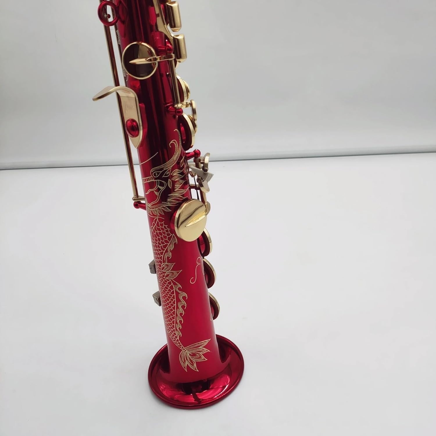 Beginner saxophone Soprano Saxophone B Flat Lacquered Gold Sax Brass Keys Woodwind Instrument With Case Mouthpiece (Color : Cloth bag)