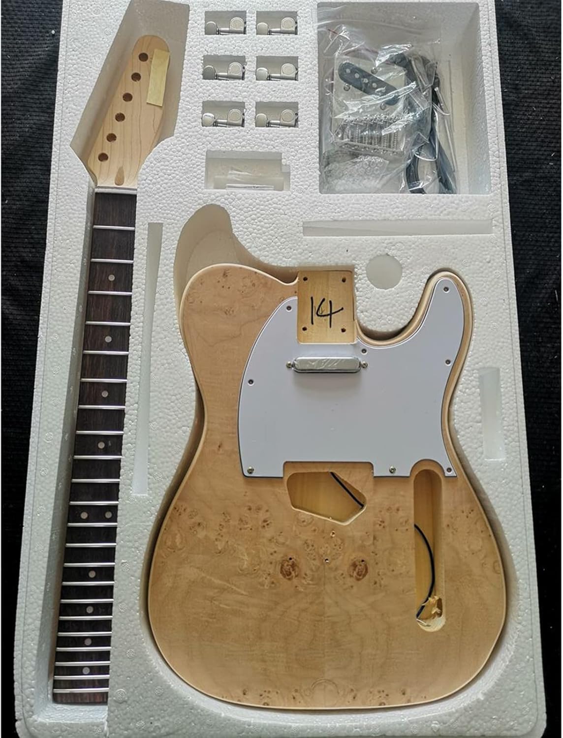 TSTS Unfinished Guitar DIY Kit Basswood Body with Rosewood Fingerboard Includes All Mounting Screws Unfinished Electric Guitar Kit