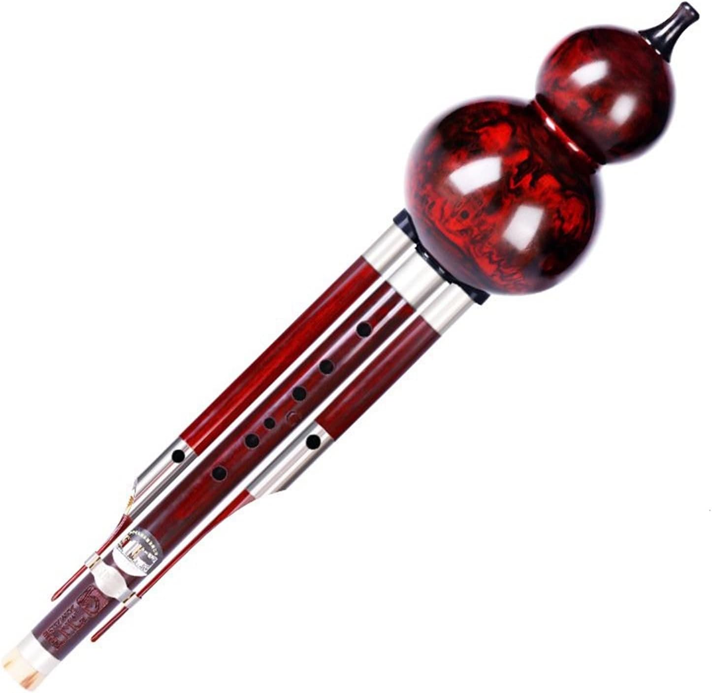 FLFL Hulusi Mahogany Hulusi Professional Performance Three-Tone B-Flat Beginner Adult Self-Learning Hulusi (Color : A-Tune)