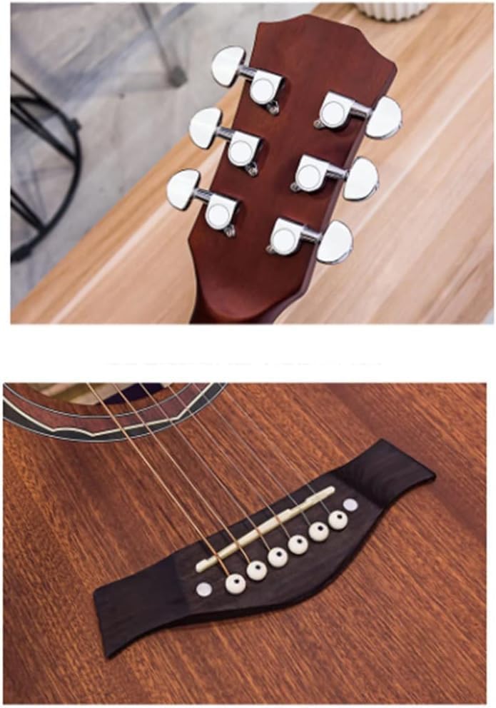 Folk Guitar, Echo Sound Hole, Round Sound Quality, Fully Enclosed Knobs, Notched Corner Design, Curved Fingerboard (Size:41 inches,Color:Brown)