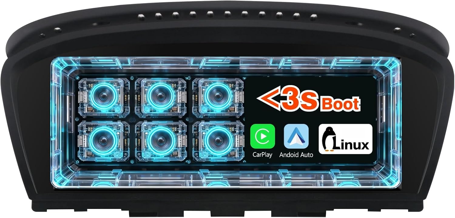 Wireless CarPlay Android Auto Car Stereo,LINUX Screen Radio Fast Boot Plug and Play Car Receiver Retrofit Original For BMW 3/5 Series E60 E61 E63 E64 E90 E91 E92 CIC (2008-2013) Car Radio Media Player