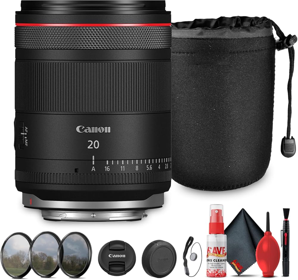 Canon RF 20mm f/1.4 L VCM Lens | Ultra-Wide Full-Frame Prime | Fast f/1.4 Aperture | Weather-Sealed (7023C002) + Filter Kit + Cleaning Kit + More (Renewed)
