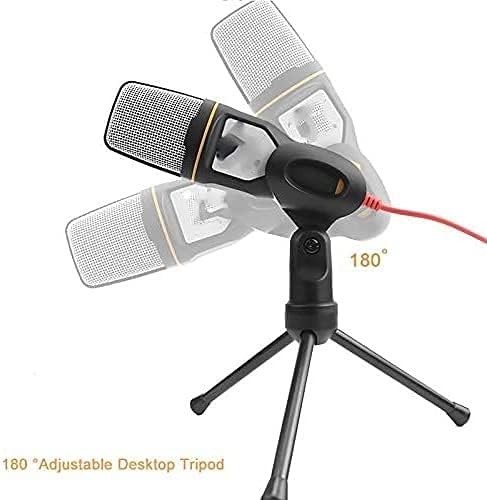 Recording Microphone,3.5mm Cable Stereo Microfone for Podcast Singing Recording Mic with Desktop Tripod
