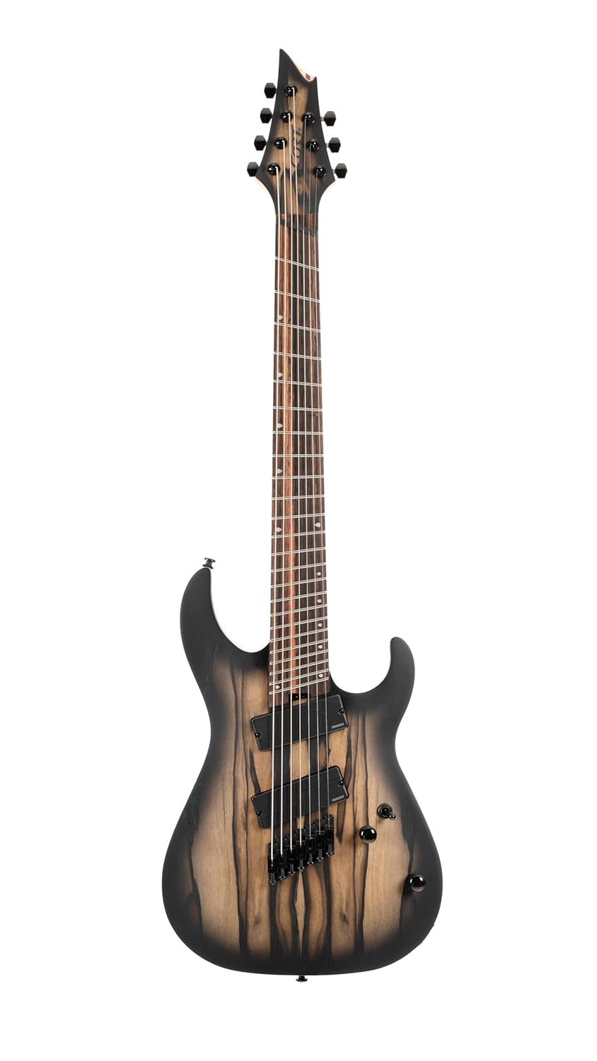 Cort KX507MS-NBB KX Series 7-String Multi-Scale Solid Body Electric Guitar, Pale Moon Ebony