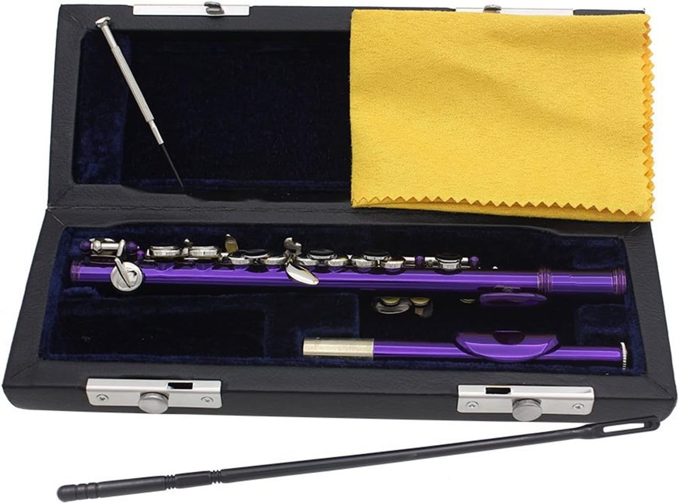 Flute Kit Half-Size Flute Cupronickel Silver-Plated C Tone Piccolo Woodwind Instrument with E Key Leather Case Accessories Intermediate Flute (Color : Purple Piccolo)