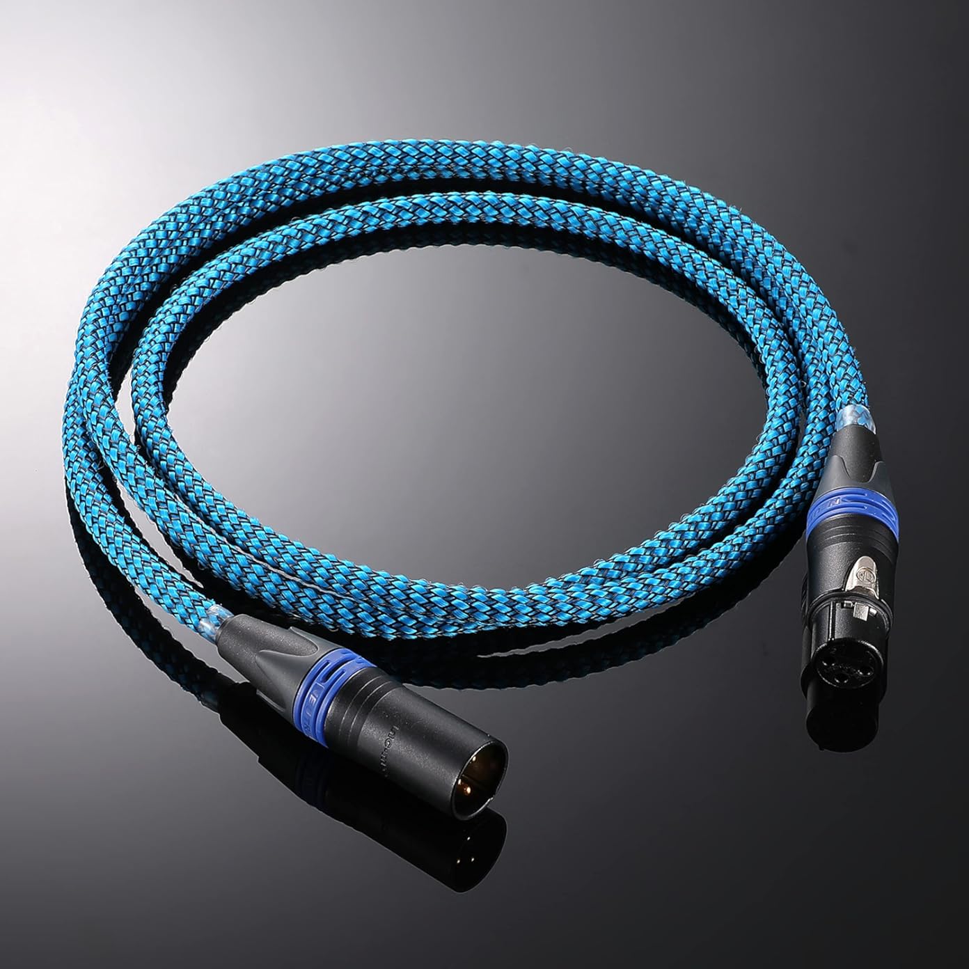 DIY Customized Line XLR Male to Female Cable XLR Balance Line Mixer Audio Cable CANARE L-4E6S Wires, NEUTRIK Gold-Plated 3 Pin XLR Plug (XLR Cable-White and Black Mix Braided Sheath, 3 Meters/Pack)