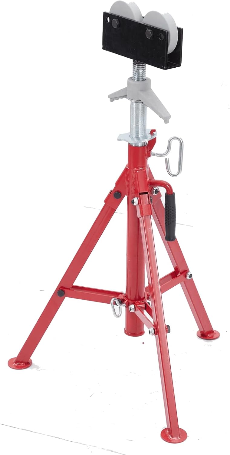 Garvee Portable Pipe Stand, 2500 LBS Roller Head Pipe Jack Stands & 28''-52'' Adjustable Height, Heavy Duty Steel Jacks Stand for Welding, Projects, Automotive (Red)